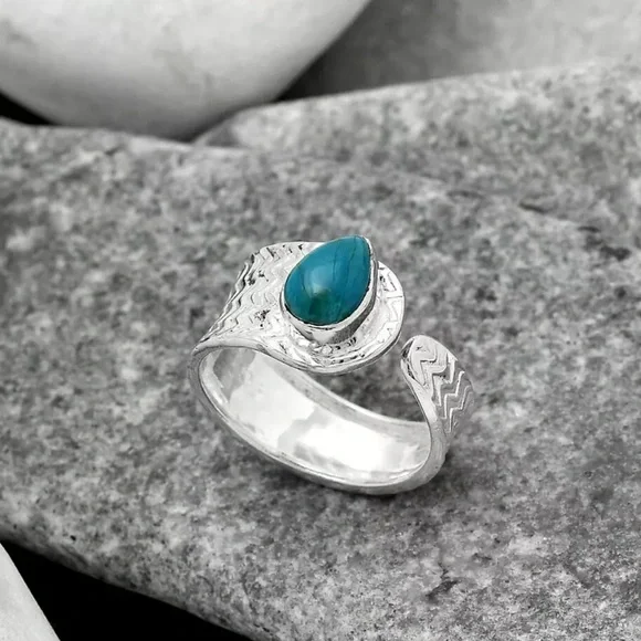 Peruvian opal sterling silver adjustable ring - Picture 2 of 3